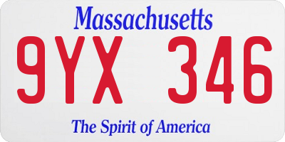 MA license plate 9YX346