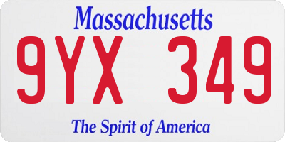 MA license plate 9YX349