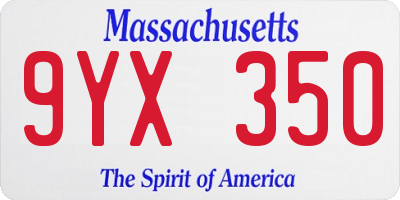MA license plate 9YX350