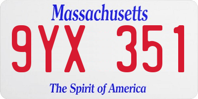 MA license plate 9YX351