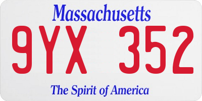 MA license plate 9YX352