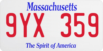MA license plate 9YX359