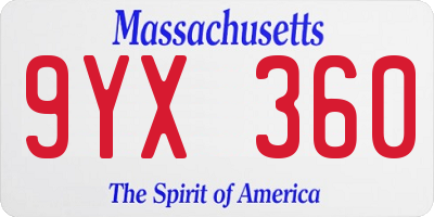 MA license plate 9YX360