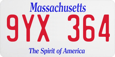 MA license plate 9YX364
