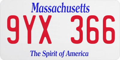 MA license plate 9YX366