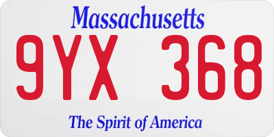 MA license plate 9YX368