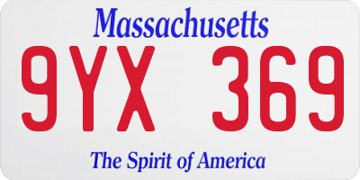 MA license plate 9YX369