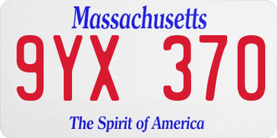 MA license plate 9YX370