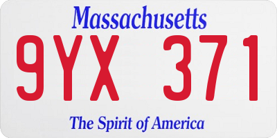 MA license plate 9YX371