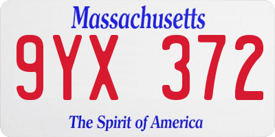 MA license plate 9YX372