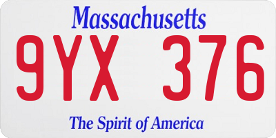 MA license plate 9YX376