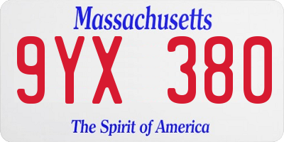 MA license plate 9YX380