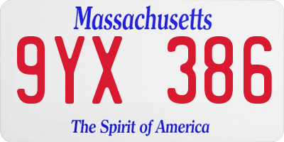 MA license plate 9YX386
