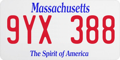MA license plate 9YX388
