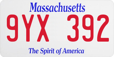MA license plate 9YX392