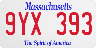 MA license plate 9YX393