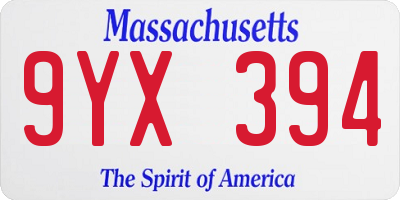 MA license plate 9YX394