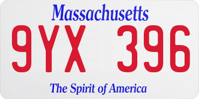 MA license plate 9YX396