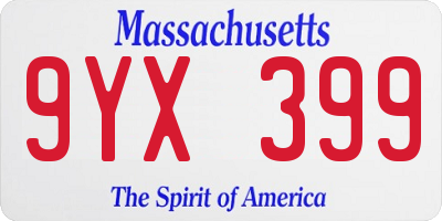 MA license plate 9YX399