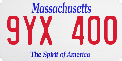 MA license plate 9YX400