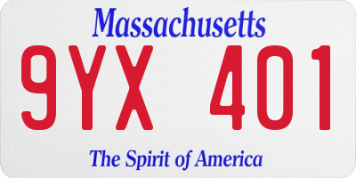 MA license plate 9YX401