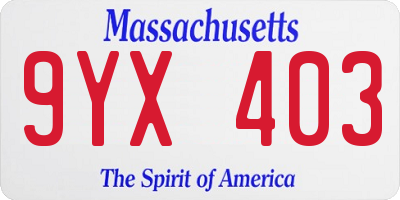 MA license plate 9YX403