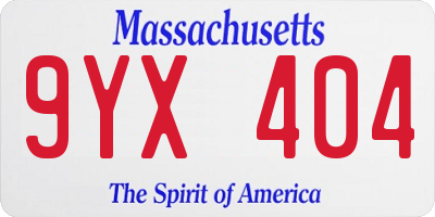 MA license plate 9YX404