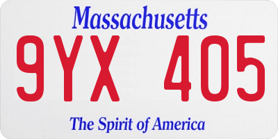 MA license plate 9YX405