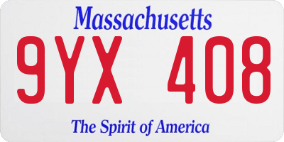 MA license plate 9YX408