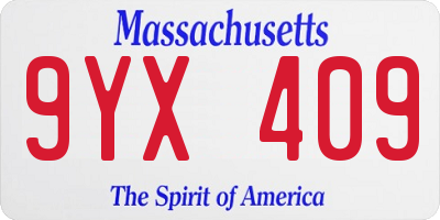 MA license plate 9YX409
