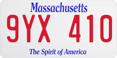 MA license plate 9YX410