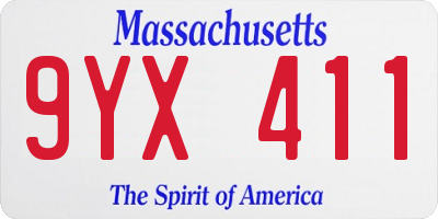 MA license plate 9YX411