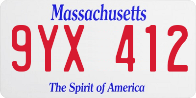 MA license plate 9YX412