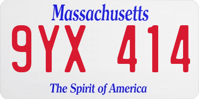 MA license plate 9YX414