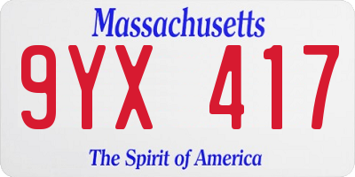 MA license plate 9YX417