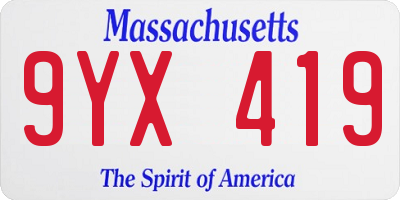 MA license plate 9YX419