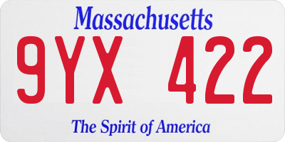 MA license plate 9YX422