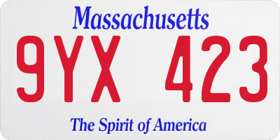 MA license plate 9YX423