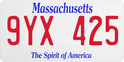 MA license plate 9YX425