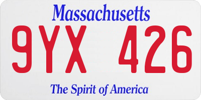 MA license plate 9YX426