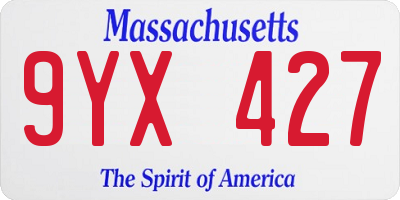 MA license plate 9YX427