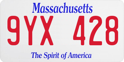 MA license plate 9YX428