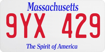 MA license plate 9YX429