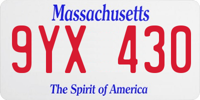 MA license plate 9YX430