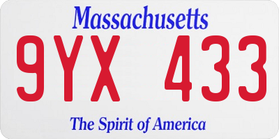 MA license plate 9YX433