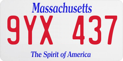 MA license plate 9YX437