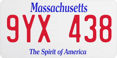 MA license plate 9YX438