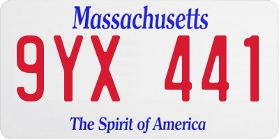 MA license plate 9YX441