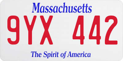 MA license plate 9YX442