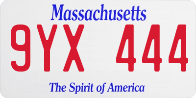 MA license plate 9YX444